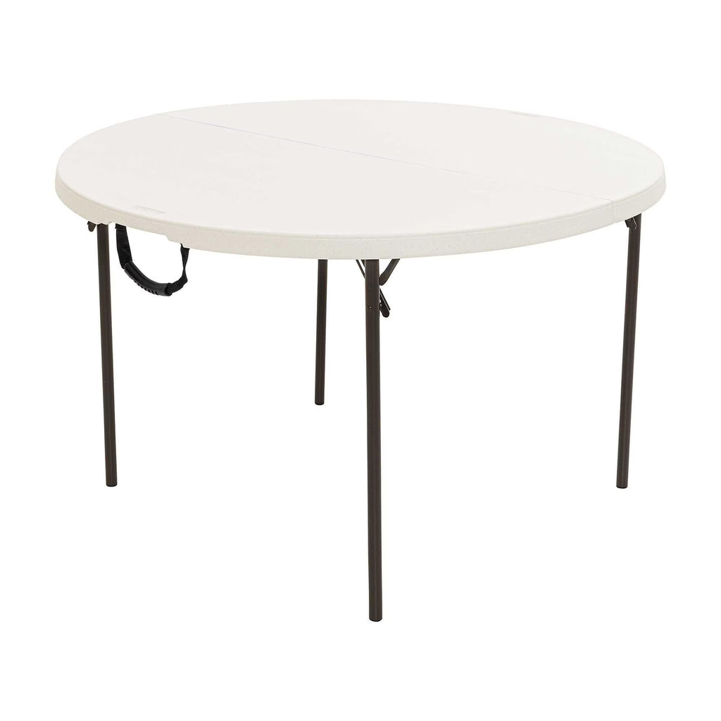 Lifetime 48 inch Round Fold-in-Half Table, Indoor/Outdoor Essential, White Granite (280064)