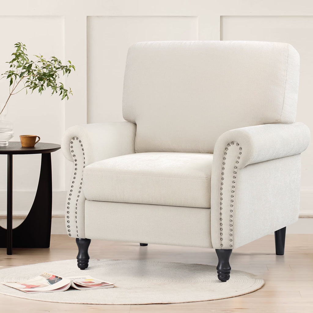 2026 NewCOOLHUT Modern Accent Chair Armchair, Linen Fabric Upholstered Comfy Single Sofa with Solid Wood Frame for Living Room, Gray
