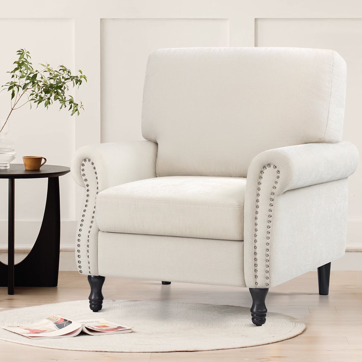 2026 NewCOOLHUT Modern Accent Chair Armchair, Linen Fabric Upholstered Comfy Single Sofa with Solid Wood Frame for Living Room, Gray