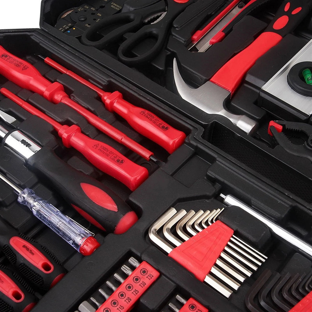 799 Pieces Professional Mechanics Hand Tool Set, Mobile Tool box on Wheels W/Ratchets&Socket, Screwdriver, Tongs, 4-layer Tool Case & Tool Kit, Silver