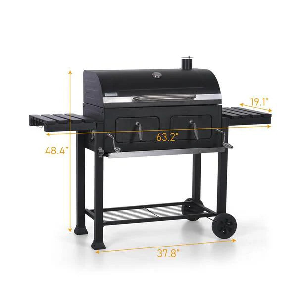 Heavy-duty Outdoor Barrel Charcoal Grill in Black