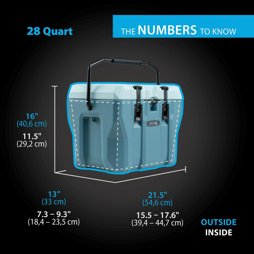 Lifetime 28 qt Bear-Resistant Camping Cooler, Premium High Performance, Ice Retention, Hard Cooler, 20 Can Capacity, Boulder Gray (91289)