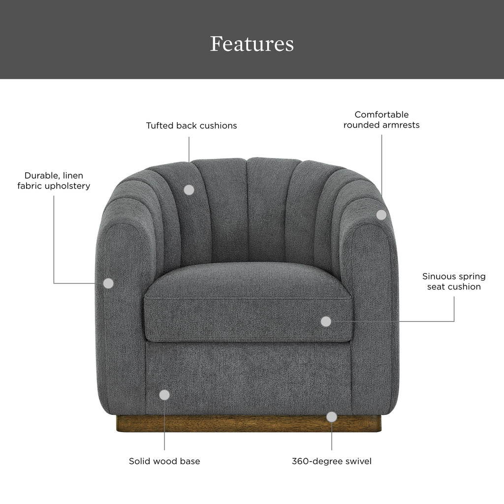 2026 NewBetter Homes & Gardens Lillian Accent Swivel Chair, Cream Linen