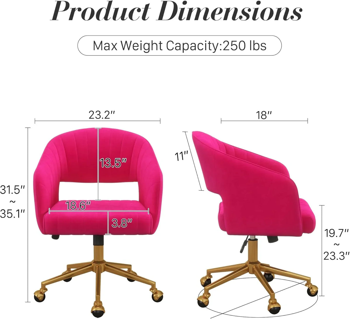 2026 NewHome Office Swivel Desk Chair, Modern Velvet Vanity Chair, Height Adjustable Armchair with Gold Base, Ergonomic Office Chair for Task Study Computer Room, Beige