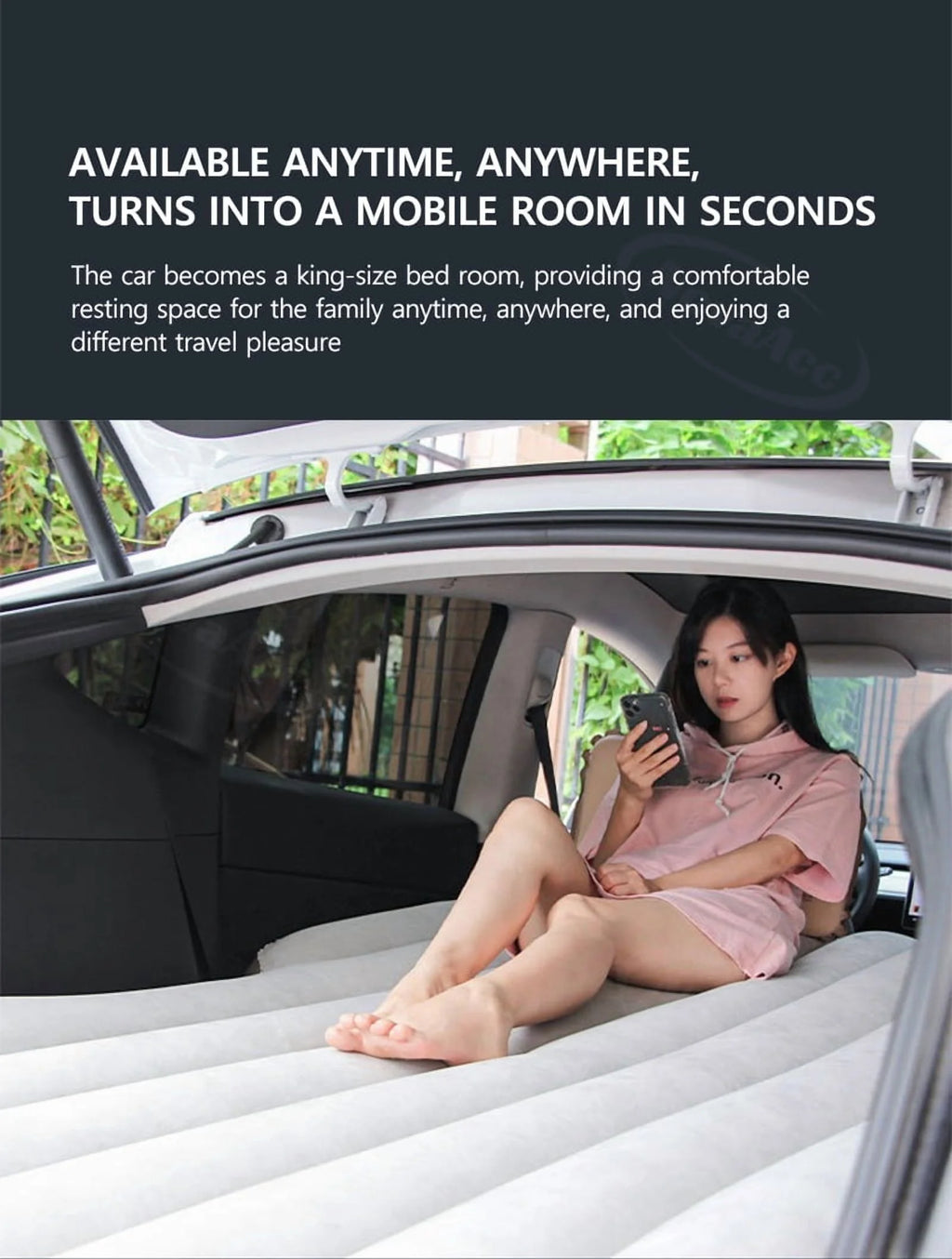 Car Inflatable Mattress For Tesla Model Y Juniper 2021-2025 PVC Flocking Portable Foldable Travel Bed Outdoor Travel Camping Air Mattress