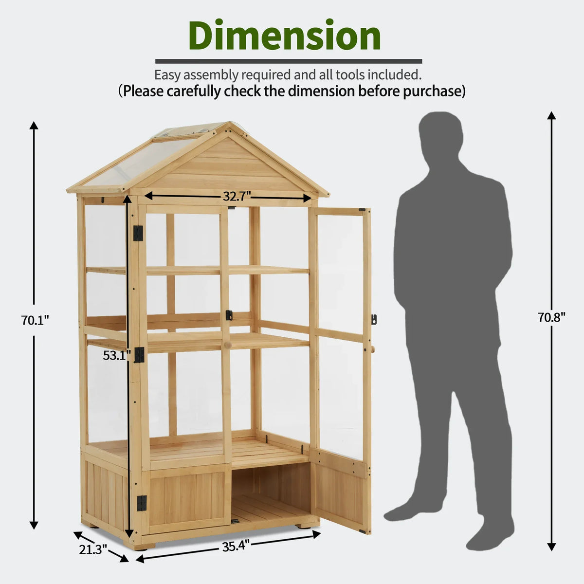2026 NewMCombo Cold Frame Greenhouse, 3 tier Wooden Greenhouse Cabinet with Adjustable Shelf, Garden Cold Frame Shed for Outdoor Indoor Use, 0847
