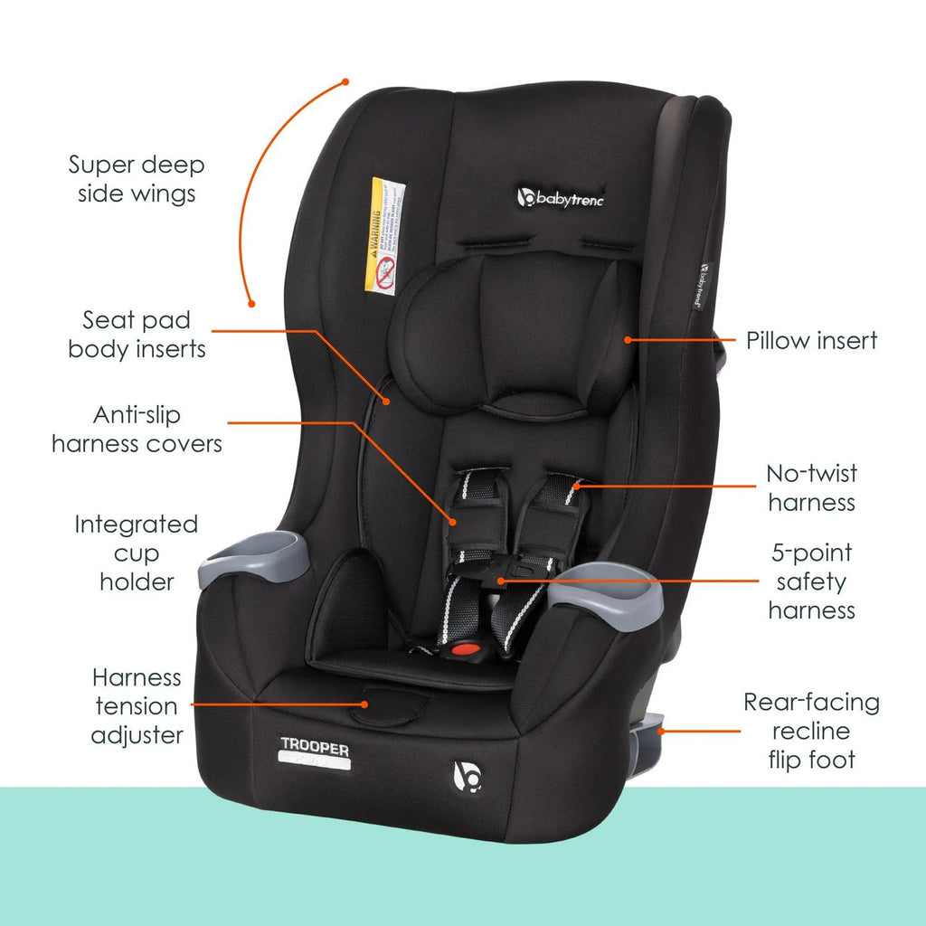 2026 NewBaby Trend Trooper 3-in-1 Convertible Car Seat - Desert Black