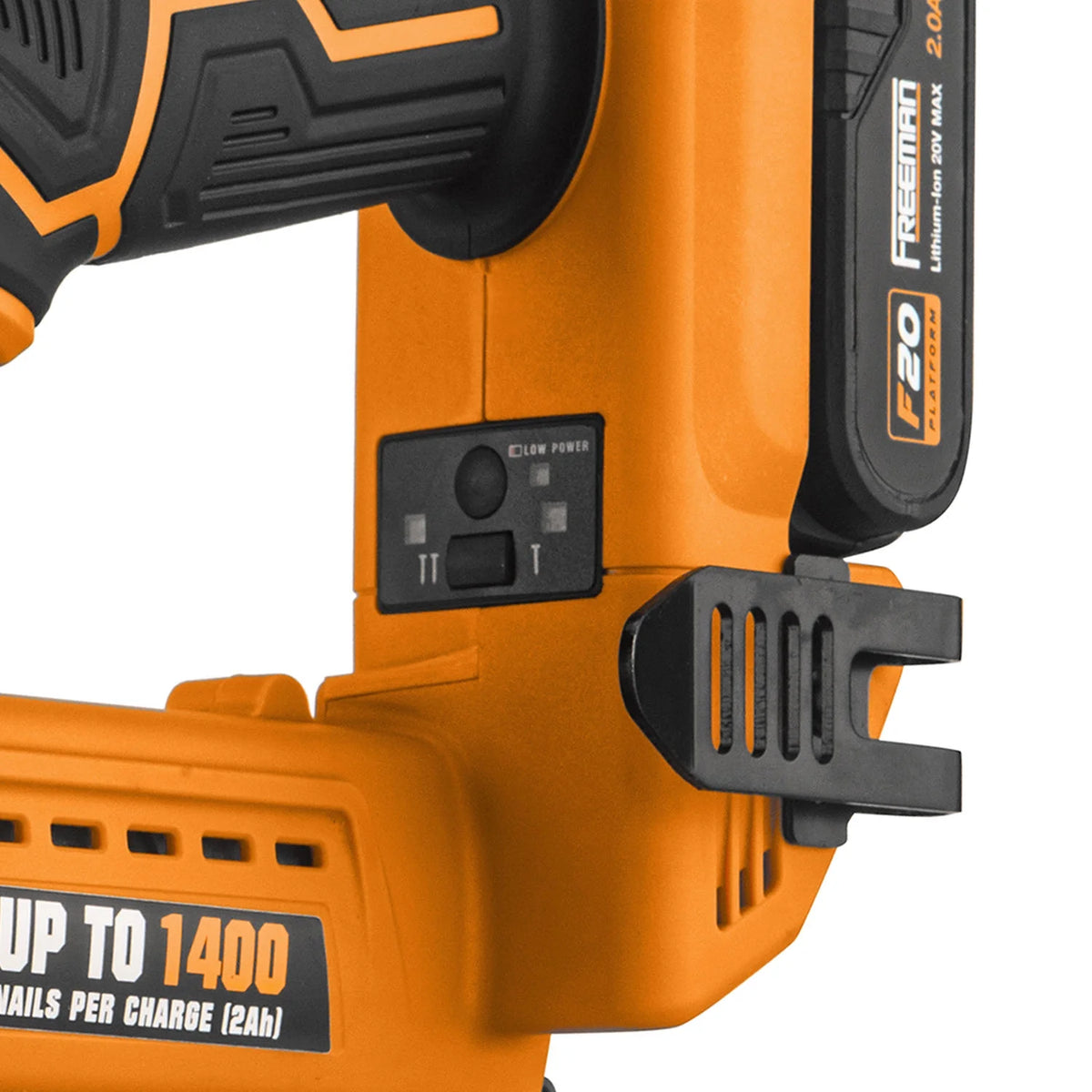 Freeman PE20V2118G2 20 Volt Cordless 2-in-1 18-Gauge Nailer / Stapler Kit with Lithium Ion Battery, Charger, Bag, and Fasteners (400 Count) -C 1400 Shots per Charge