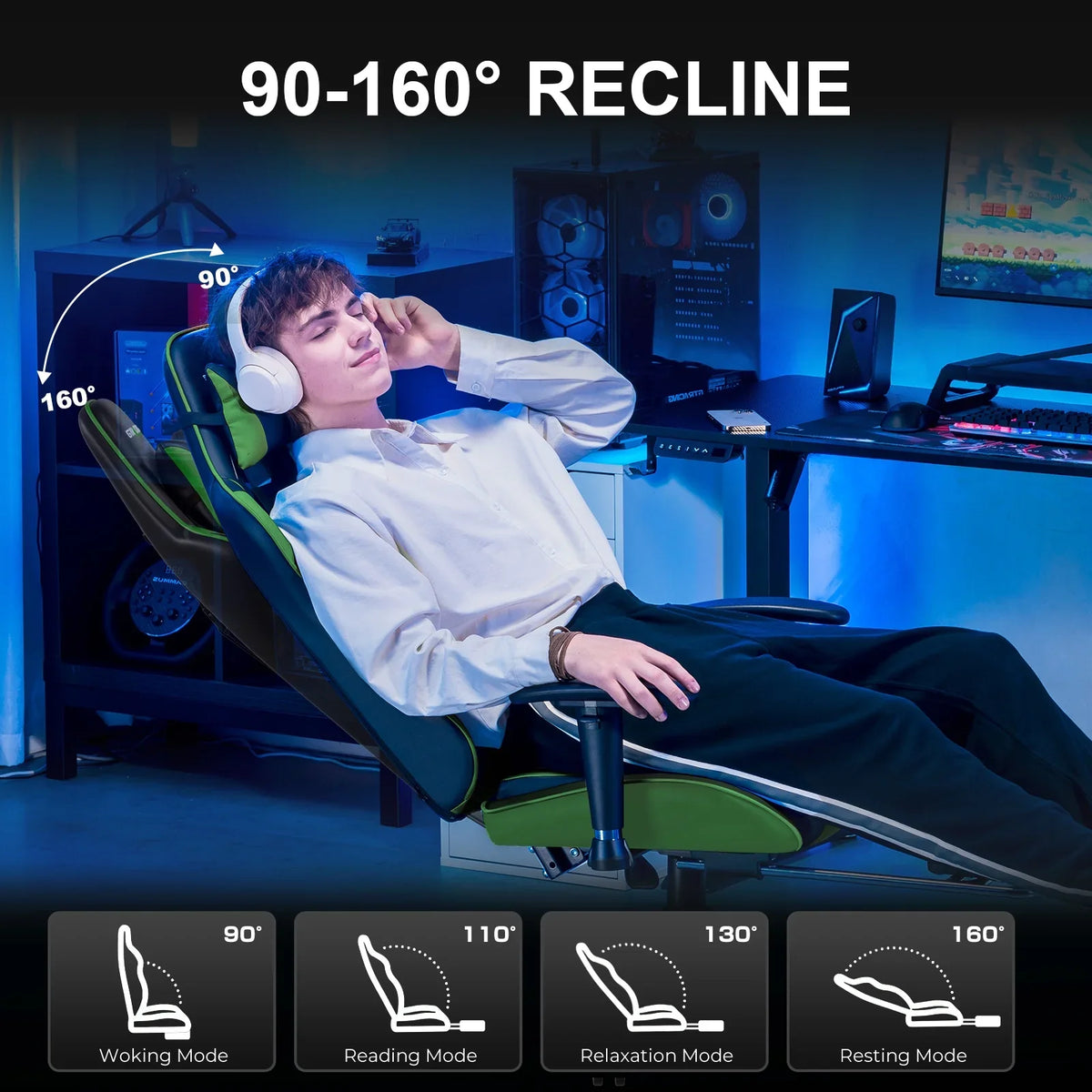 2026 NewGTRACING Gaming Chair, Ergonomic Office Desk Chair with Lumbar Support, PU Leather, Footrest & Adjustable Headrest, Red