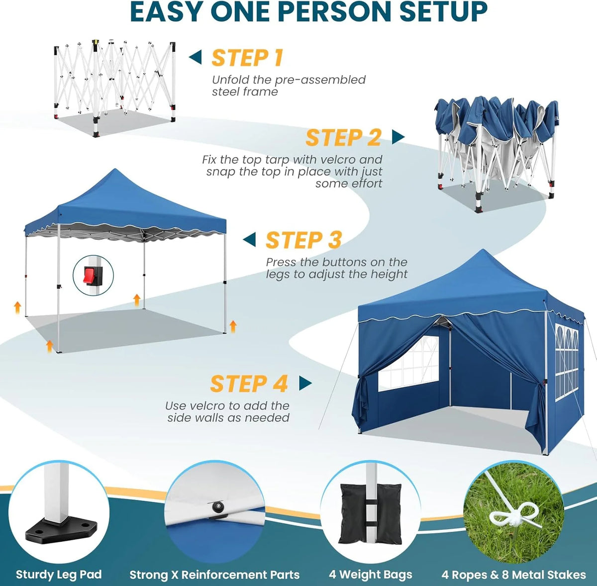 COBIZI 10X20 Pop up Canopy Tent with 6 Removable Side Walls Heavy Duty,Waterproof Adjustable Outdoor Event Party tent Parties,Commercial Instant Portable,Weddings,Camping,with Wheeled Bag,Gray