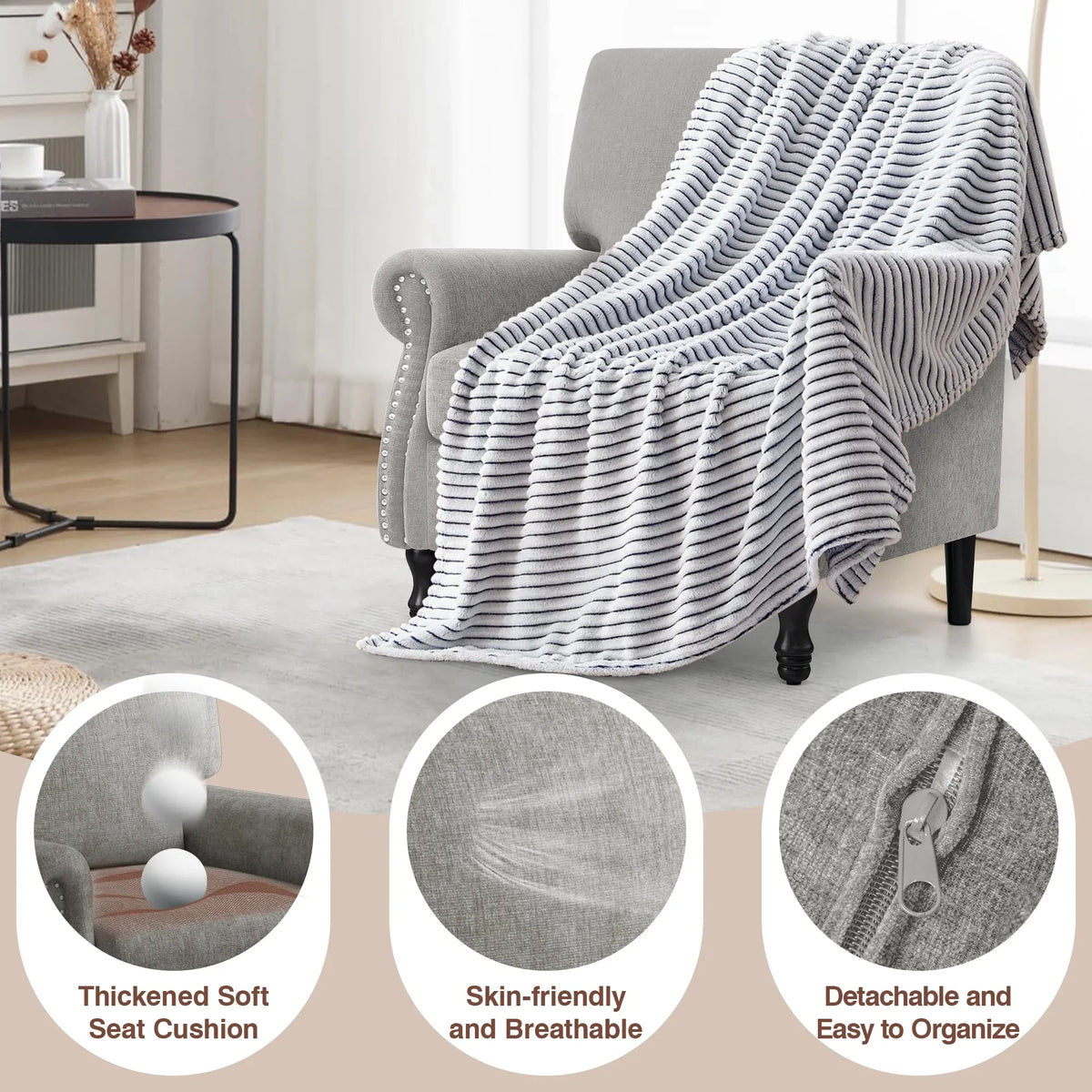 2026 NewCOOLHUT Modern Accent Chair Armchair, Linen Fabric Upholstered Comfy Single Sofa with Solid Wood Frame for Living Room, Gray