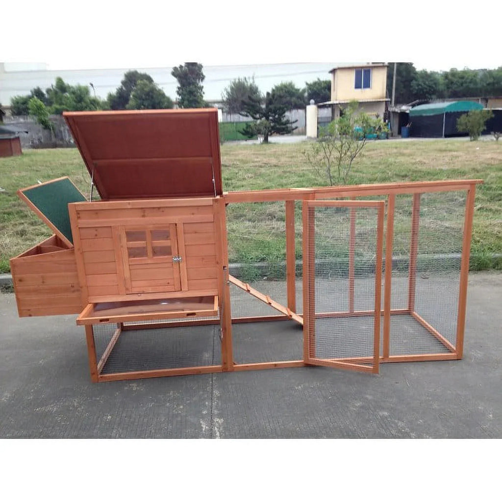 2026 NewChicken Coop Large 95" Deluxe Solid wood Hen Chicken Cage House Coop Huge with Run nesting box