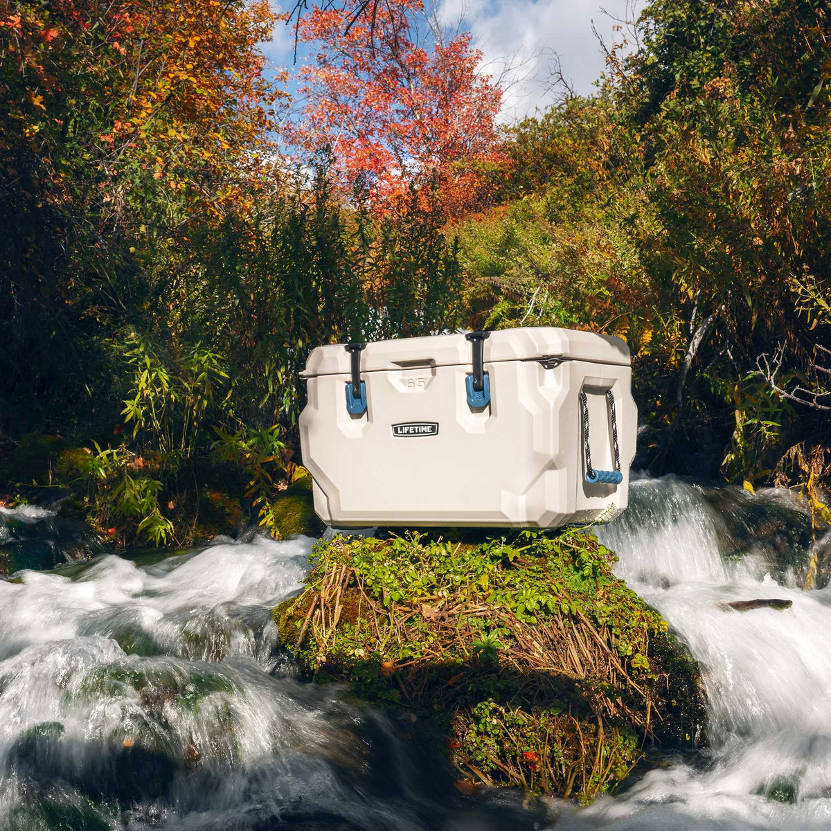 Lifetime 65 qt Bear-Resistant Camping Cooler, Premium High Performance, Ice Retention, Hard Cooler, 75 Can Capacity, Arctic White (90997)