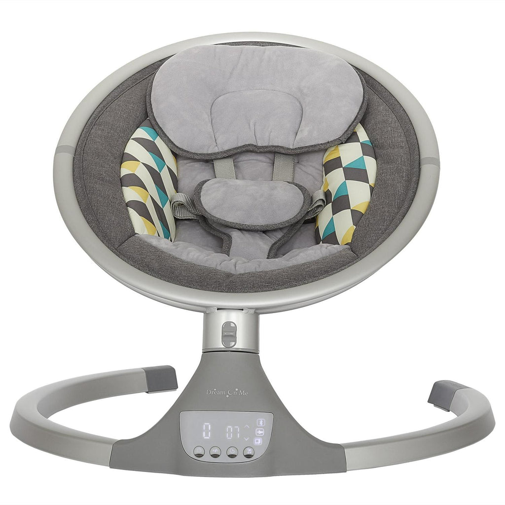 2026 NewDream On Me Zazu Baby Swing. Baby Swing for Infant. 5 - Swinging Speed. Two Attached Toys. Bluetooth Enabled and Remote Control. Grey and Blue