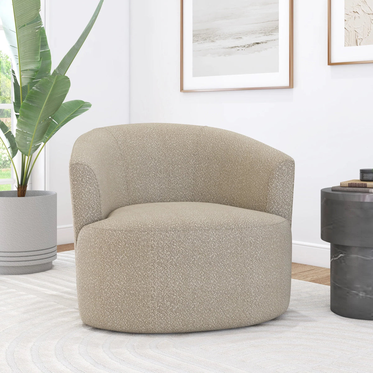 2026 NewMainstays Boucle Swivel Accent Chair, Taupe