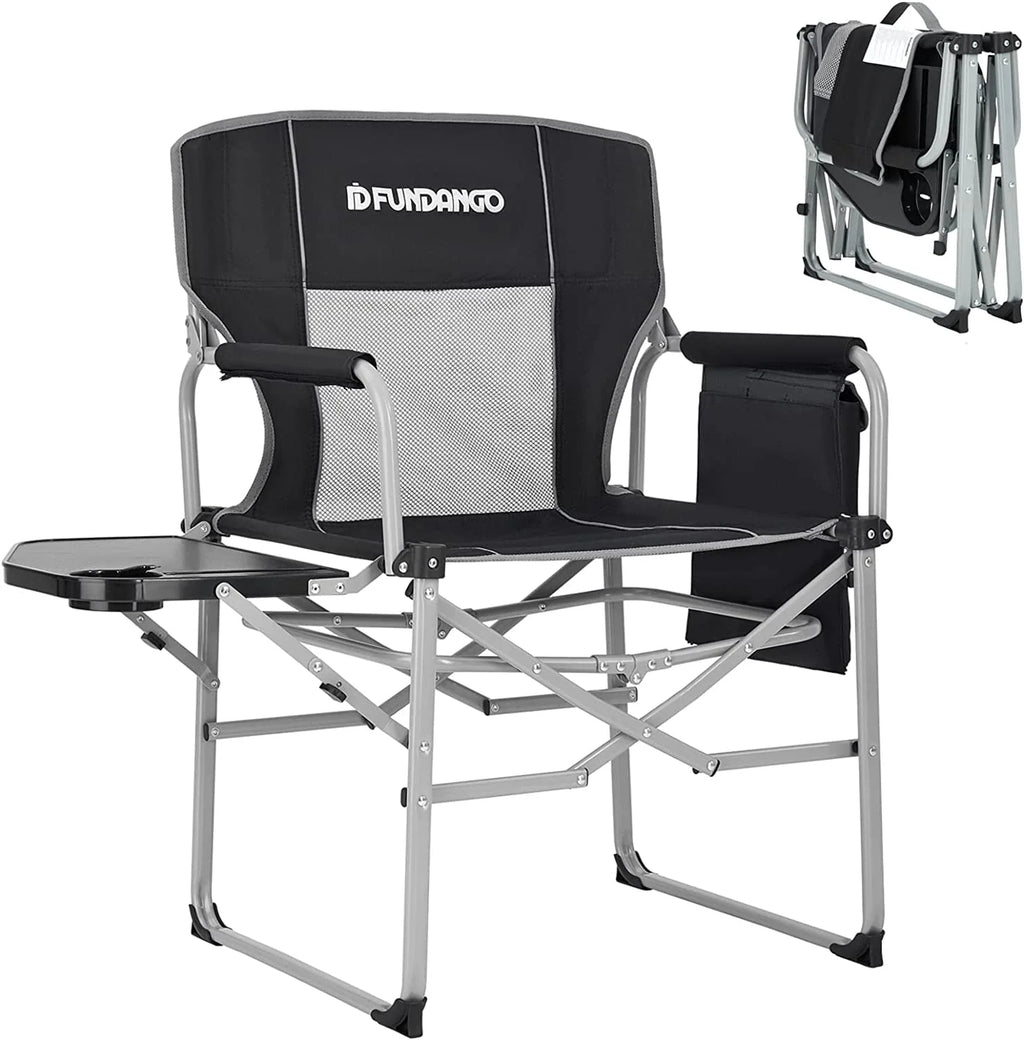 Camping Chairs Heavy Duty Director Chair Folding Outdoor Chairs For Adults Black/Grey