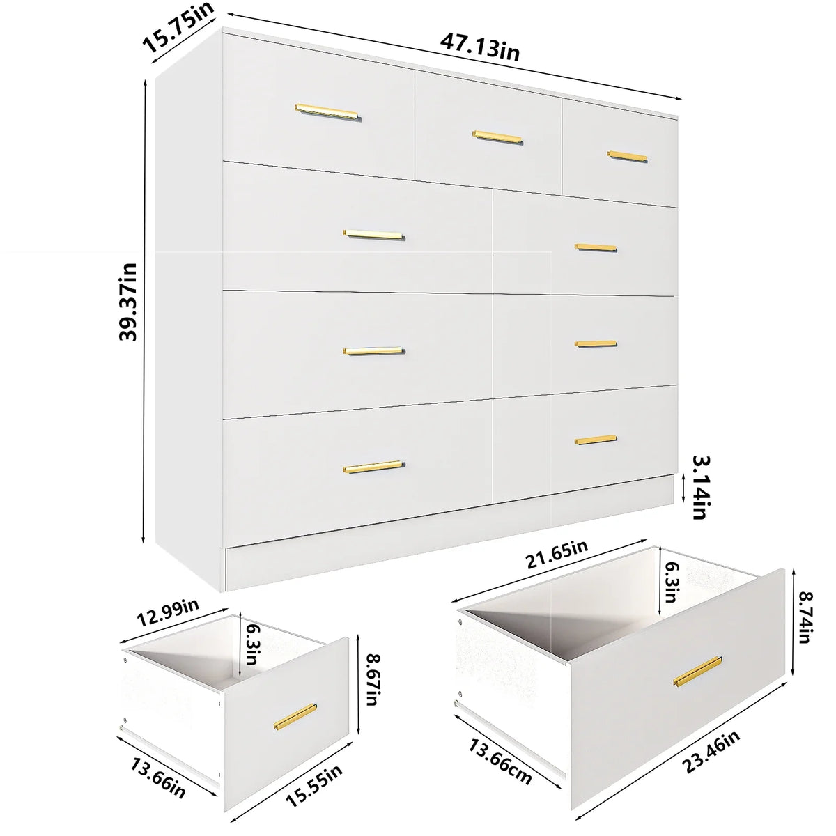 2026 NewKtaxon 6 Drawer Double Dresser Wood Dresser Storage Cabinet Drawer Organizer Chest Of Drawers, White