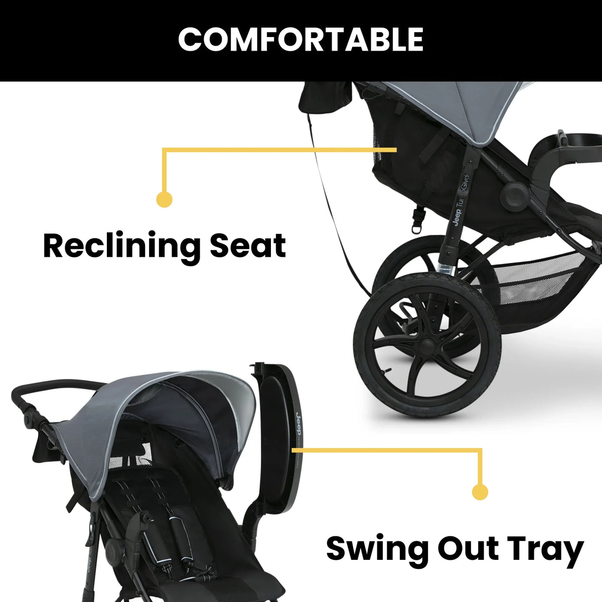 2026 NewJeep TurboGlyde Jogging Stroller by Delta Children, Black
