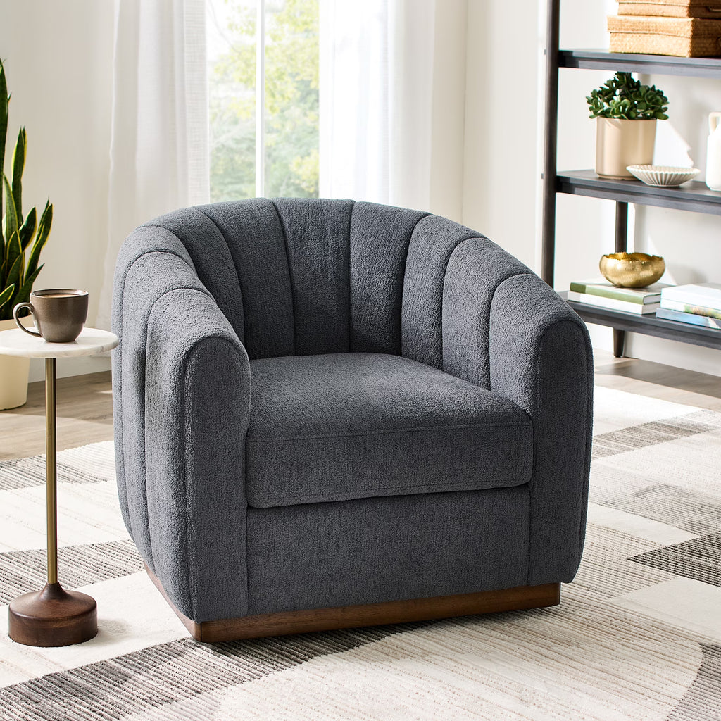 2026 NewBetter Homes & Gardens Lillian Accent Swivel Chair, Cream Linen