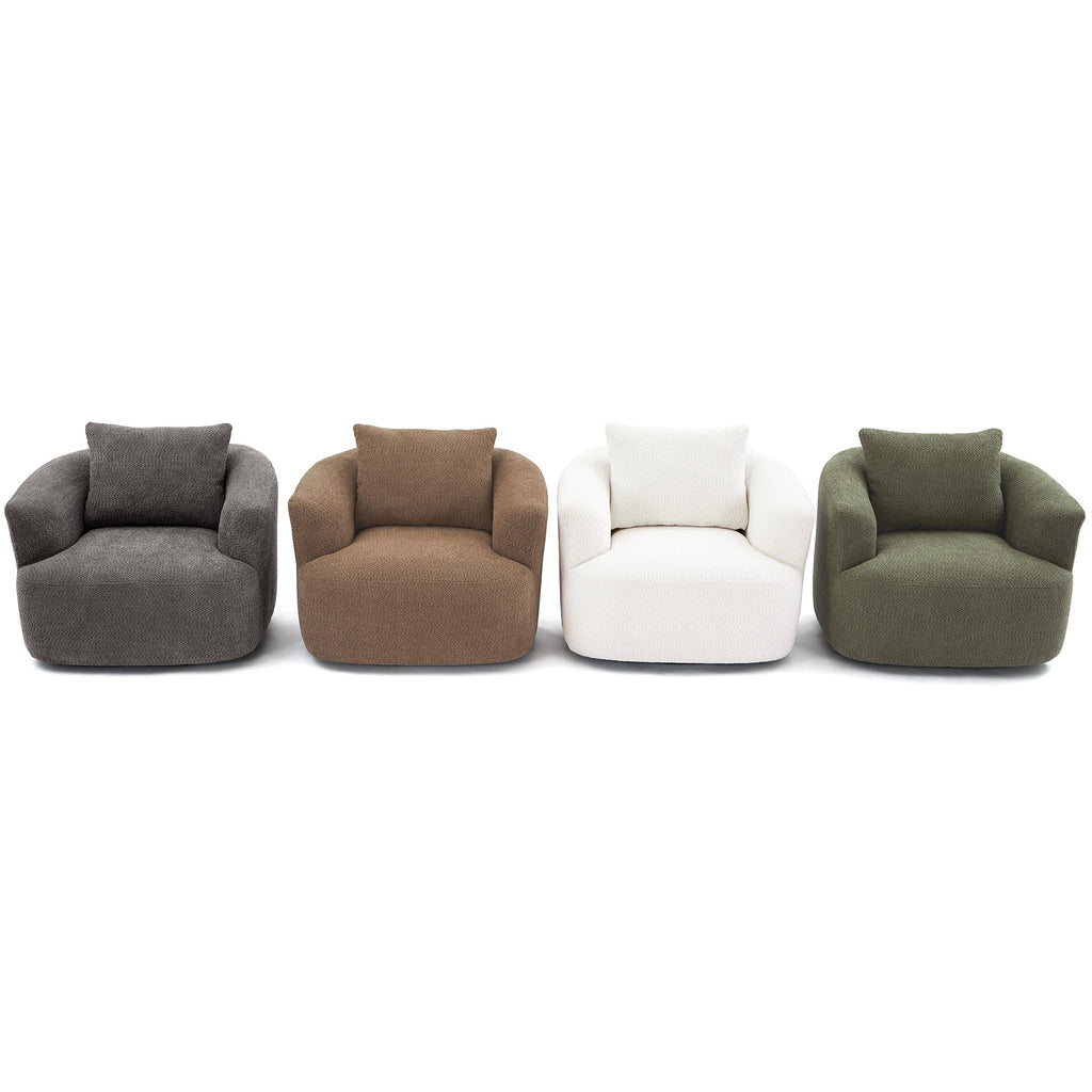 Harper & Bright Designs 360- Swivel Accent Chair, Barrel Chair Swivel Upholstered Sofa Chair with Cushion for Living Room Office, Beige