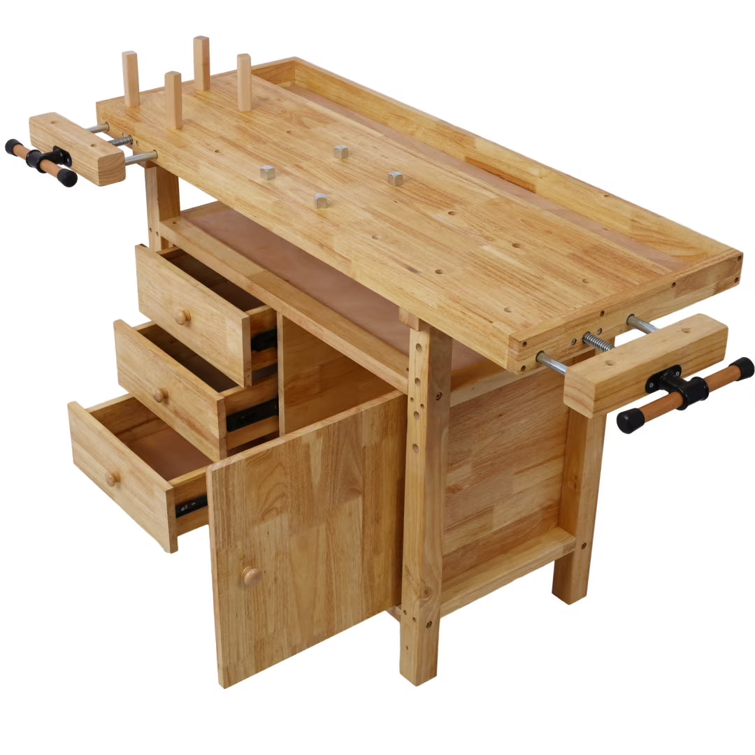 2026 NewWorkbench, Work Bench, Versatile and Functional Wooden Workstation, Work Table for Garage Workshop and Home, 55"L*24.5"W*33"H, Natural