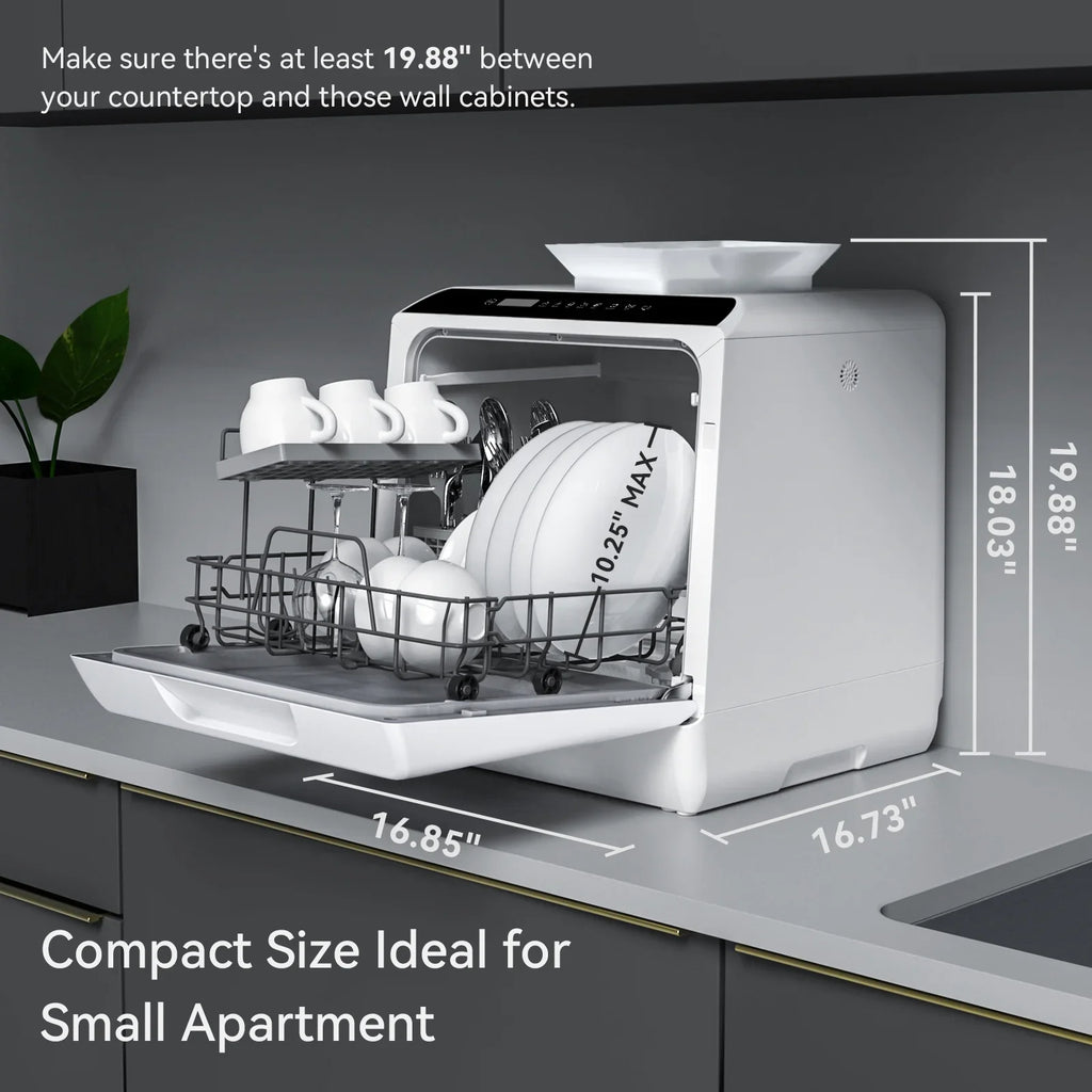 2026 NewHermitlux Portable Countertop Dishwasher, 5 Washing Programs, 5L Built-in Water Tank and Air-Dry Function, HMX-DW03