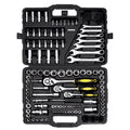 VEVOR 121-Piece Mechanics Tool Set, 1/4" 3/8" 1/2" Drive Sockets, SAE and Metric Mechanic Tool Kit with Bits, Wrenches, Ratchet Handle, Accessories, and Plastic Storage Case, for Automotive Repair
