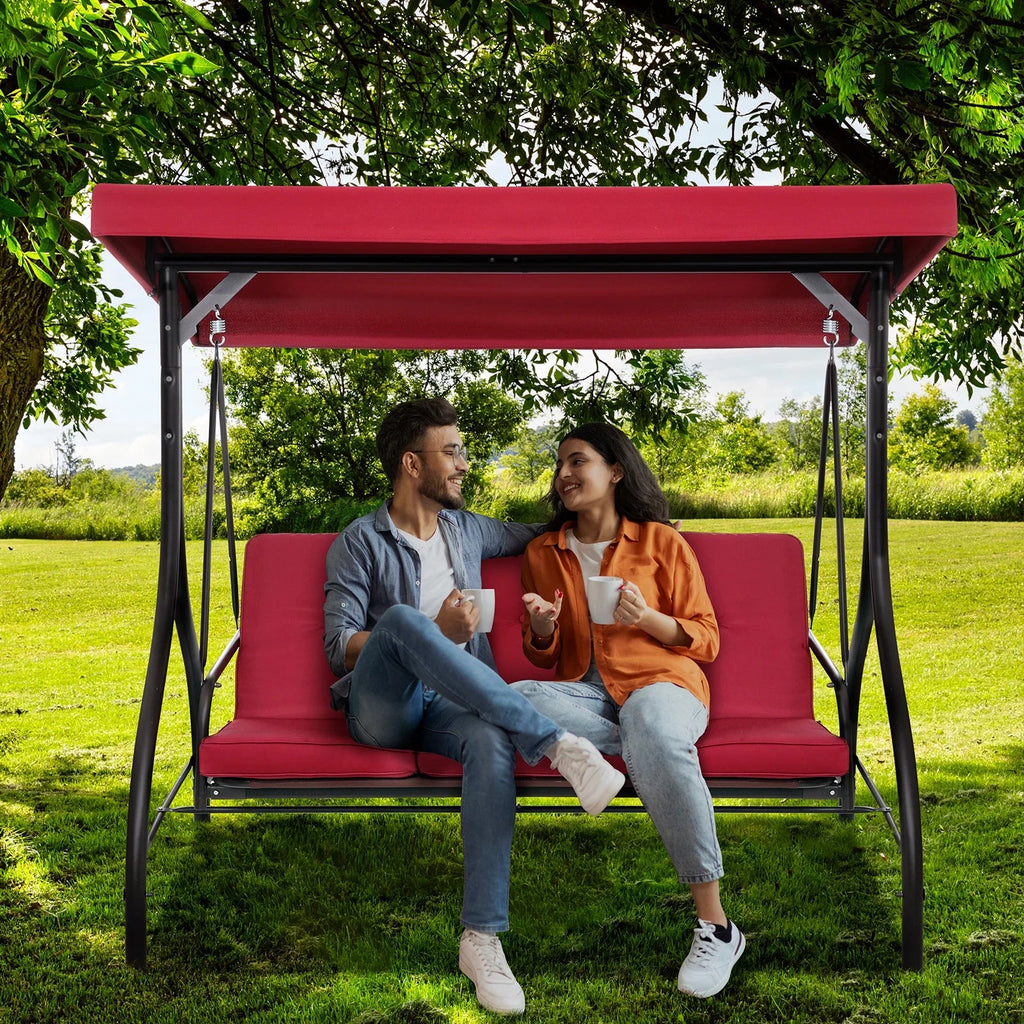 2026 NewArlopu 3 Person Porch Swing Outdoor Converting Canopy Swing Glider with Canopy