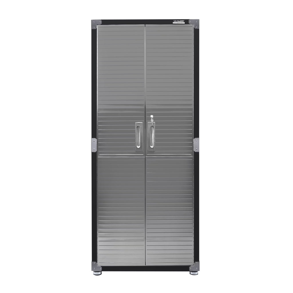 Seville Classics UltraHD Steel Body Lockable Storage Cabinet Organizer Locker Shelving Unit, Graphite, 30" W x 18" D x 72" H