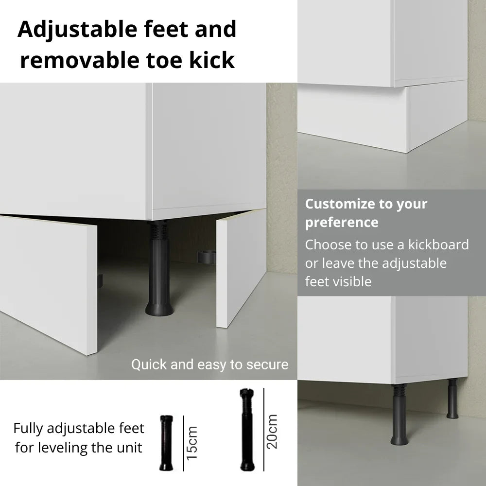 2026 NewMadesa Hazel Kitchen Storage Buffet Base Cabinet with Adjustable Feet 47 Inch Engineered Wood Slab Doors Painted Finish Floor Mount Removable Plinth - White