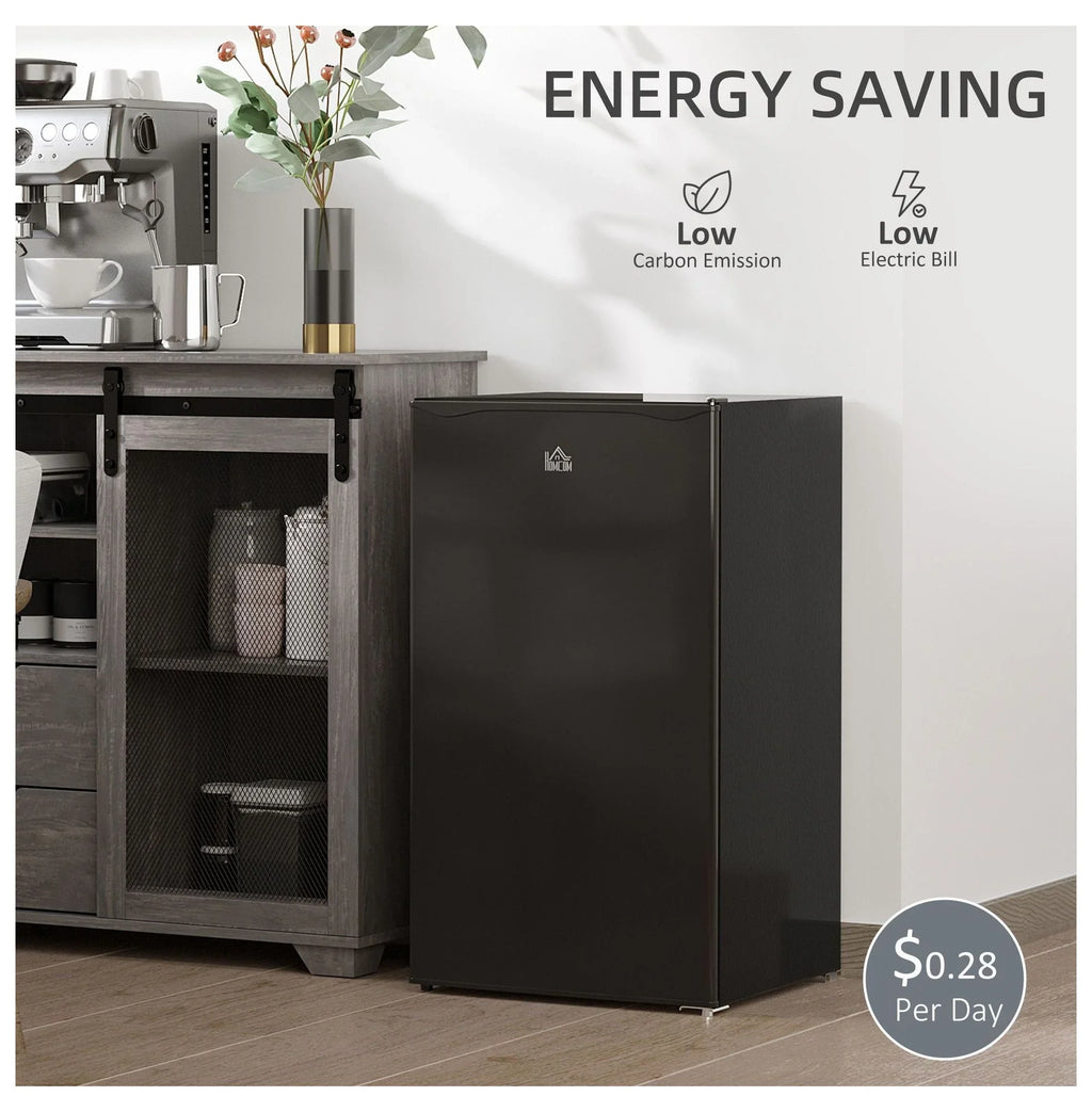 2026 NewMini Fridge with Freezer, 3.2 Cu.Ft Compact Refrigerator for Bedroom, Dorm, Apartment - Adjustable Thermostat, Reversible Door, Black