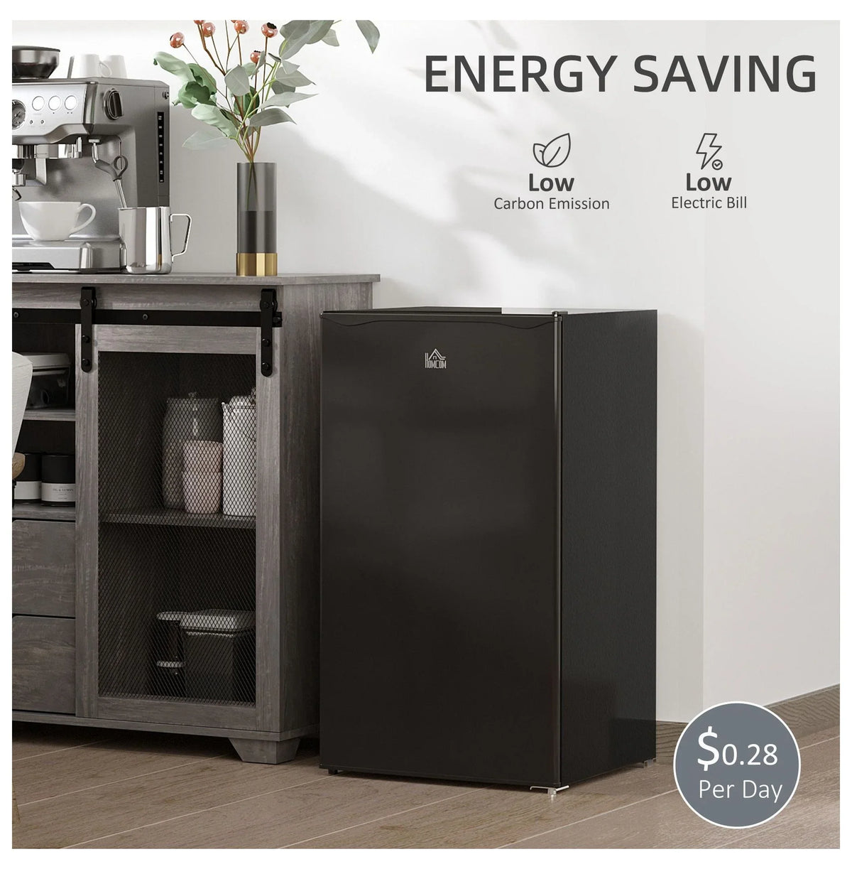 2026 NewMini Fridge with Freezer, 3.2 Cu.Ft Compact Refrigerator for Bedroom, Dorm, Apartment - Adjustable Thermostat, Reversible Door, Black