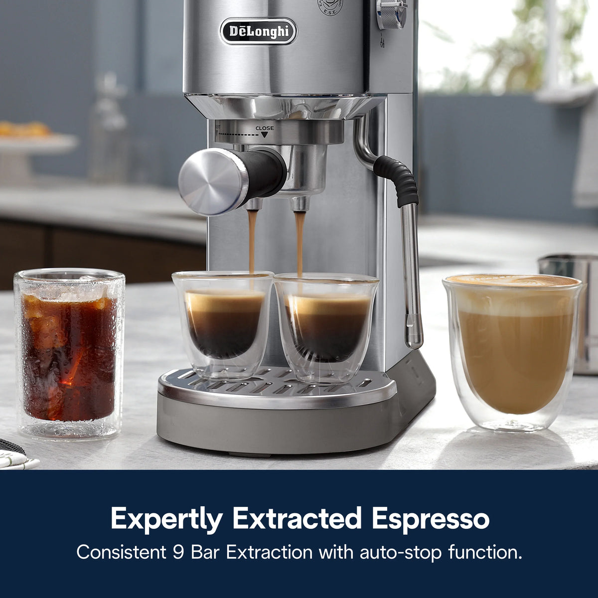 2026 NewDe’Longhi Dedica Duo Espresso Machine, Compact Size with Built in Frother for Latte Art, Brew Espresso, Cold Brew, Lattes & More, Stainless Steel