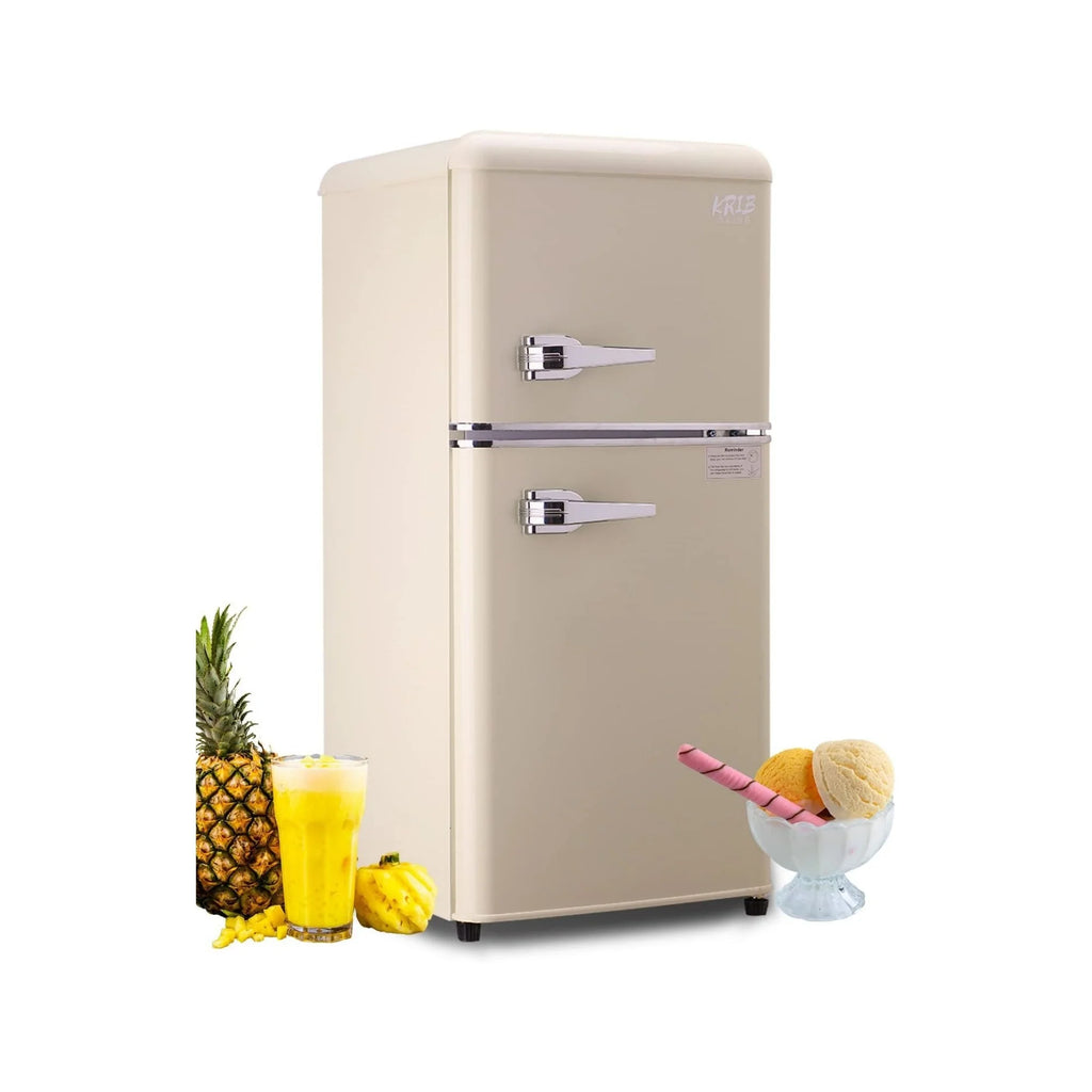 3.5 Cu.Ft Compact Mini Fridge with Freezer, 2-Door Small Refrigerator with 7-Level Thermostat & Removable Shelves for Kitchen, Dorm, Apartment, Bar, Office-Black-