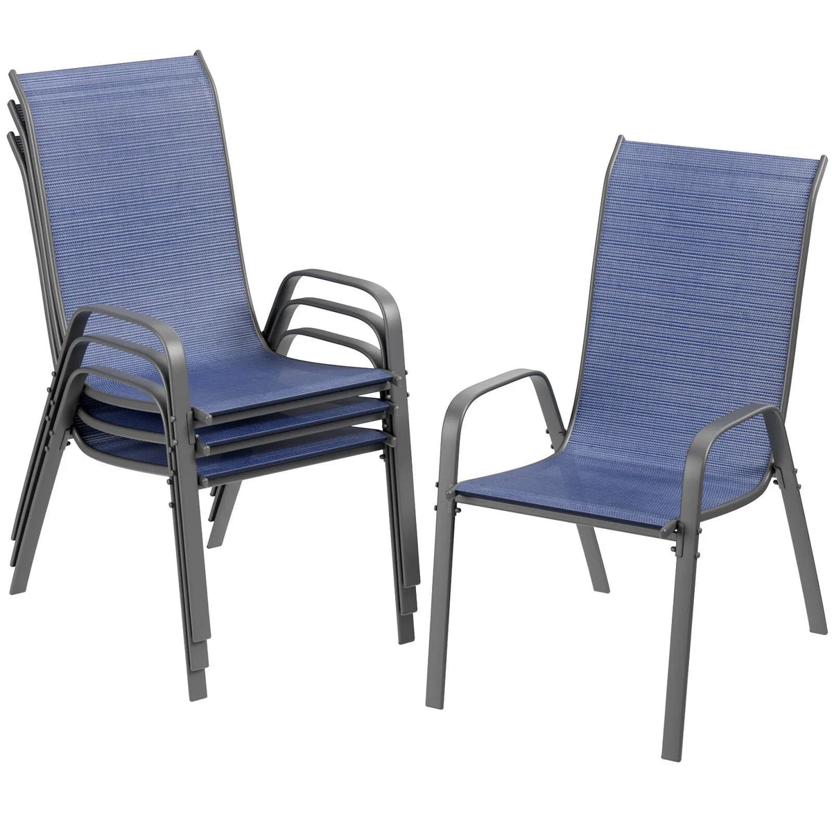 2026 NewPirecart Set of 4 Patio Dining Chairs, Textilene Outdoor Stacking Chairs for Poolside, Backyard, Garden