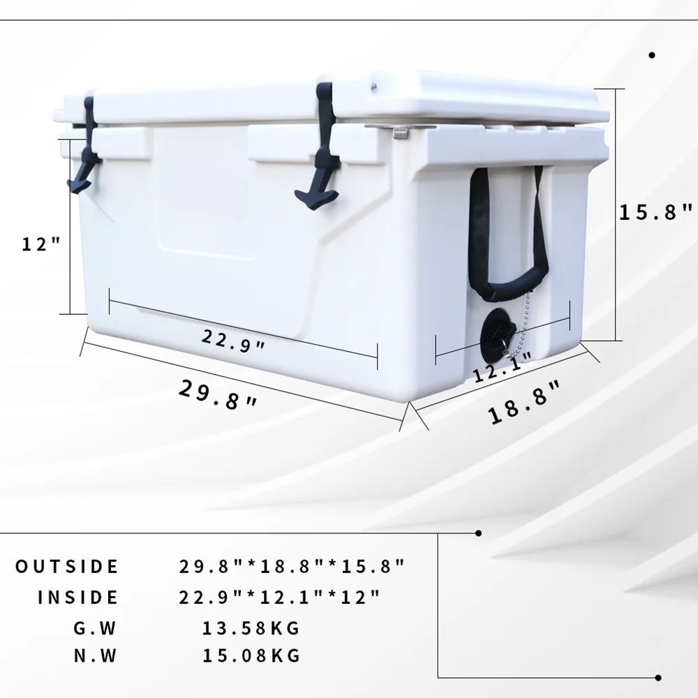 65 Quart Hard Large Cooler Box,Insulation Portable Ice Chest Box with 2 Wheels and Handle,400lbs Weight Capacity,Cooler Box for Beach, Drink, Beverage, Camping, Picnic, Fishing, Boat, Barbecue