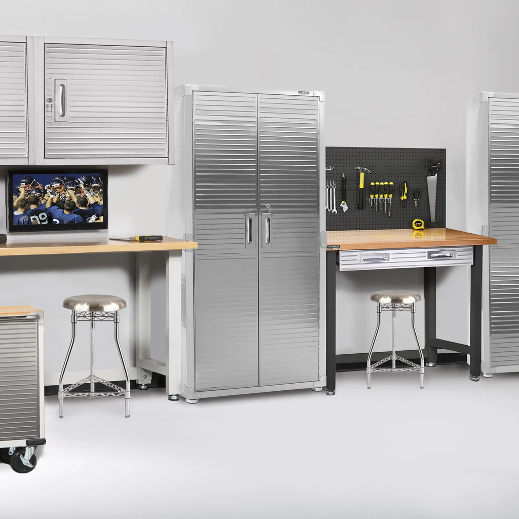 Seville Classics UltraHD Steel Body Lockable Storage Cabinet Organizer Locker Shelving Unit, Graphite, 30" W x 18" D x 72" H