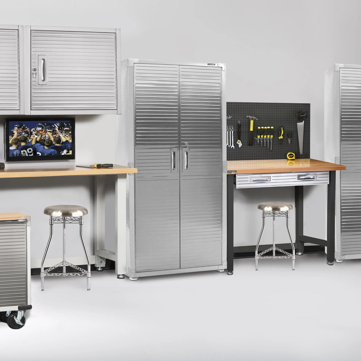 Seville Classics UltraHD Steel Body Lockable Storage Cabinet Organizer Locker Shelving Unit, Graphite, 30" W x 18" D x 72" H