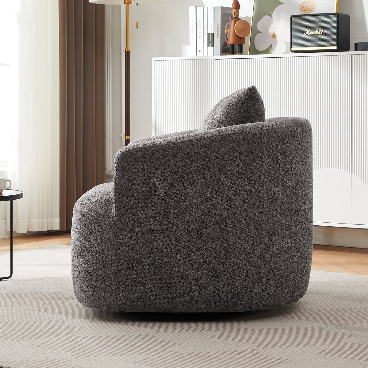 Harper & Bright Designs 360- Swivel Accent Chair, Barrel Chair Swivel Upholstered Sofa Chair with Cushion for Living Room Office, Beige