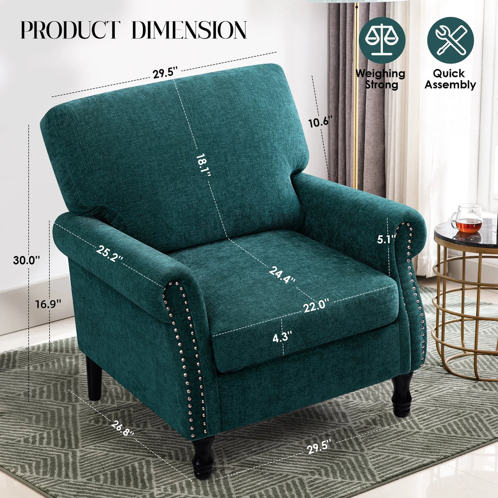 2026 NewCOOLHUT Modern Accent Chair Armchair, Linen Fabric Upholstered Comfy Single Sofa with Solid Wood Frame for Living Room, Gray