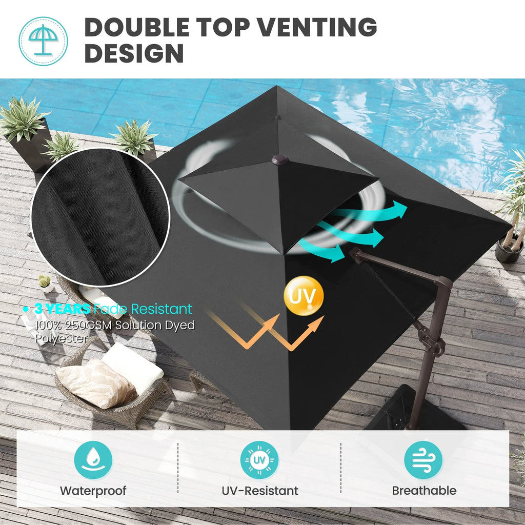 2026 NewPellebant 10 ft. x 10 ft. Square Double Top Patio Cantilever Umbrella, Navy Blue