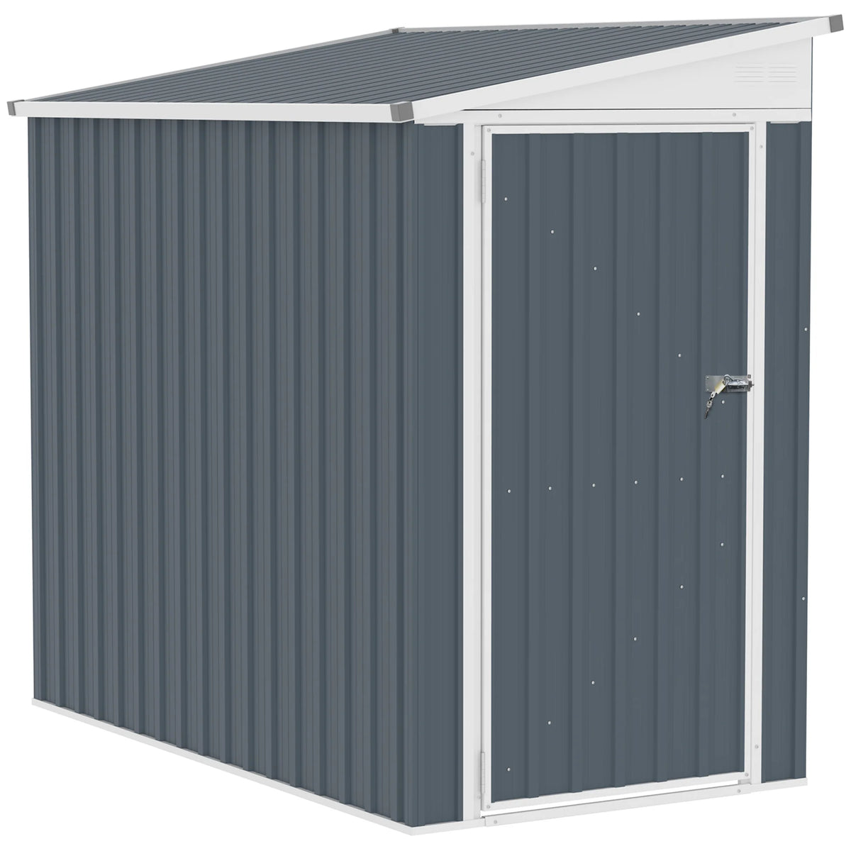 2026 NewOutsunny 4' x 7.6' Storage Shed, Galvanized, Locking, Gray