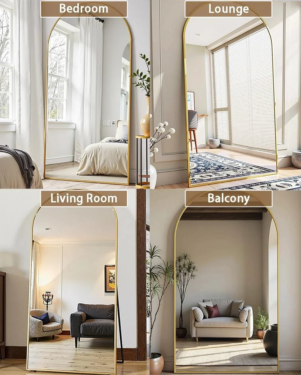 2026 NewArched Full Length Mirror, 71"x26" Large Floor Standing Body Mirror with Stand, Gold