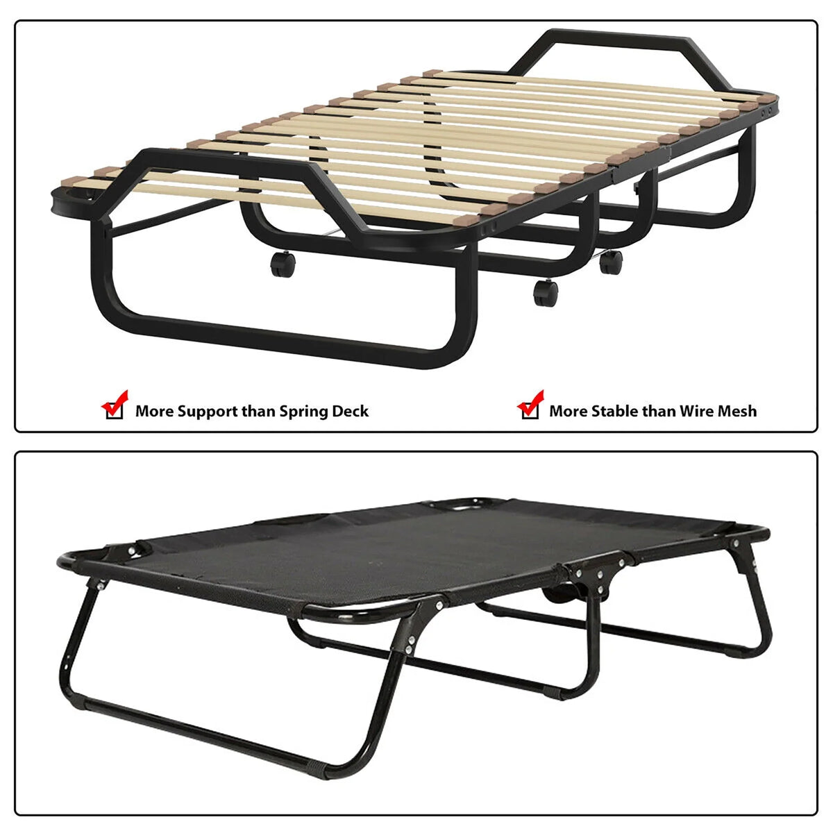 2026 NewGymax Folding Bed w/ Memory Foam Mattress Rollaway Metal Guest Bed Sleeper Made in Italy