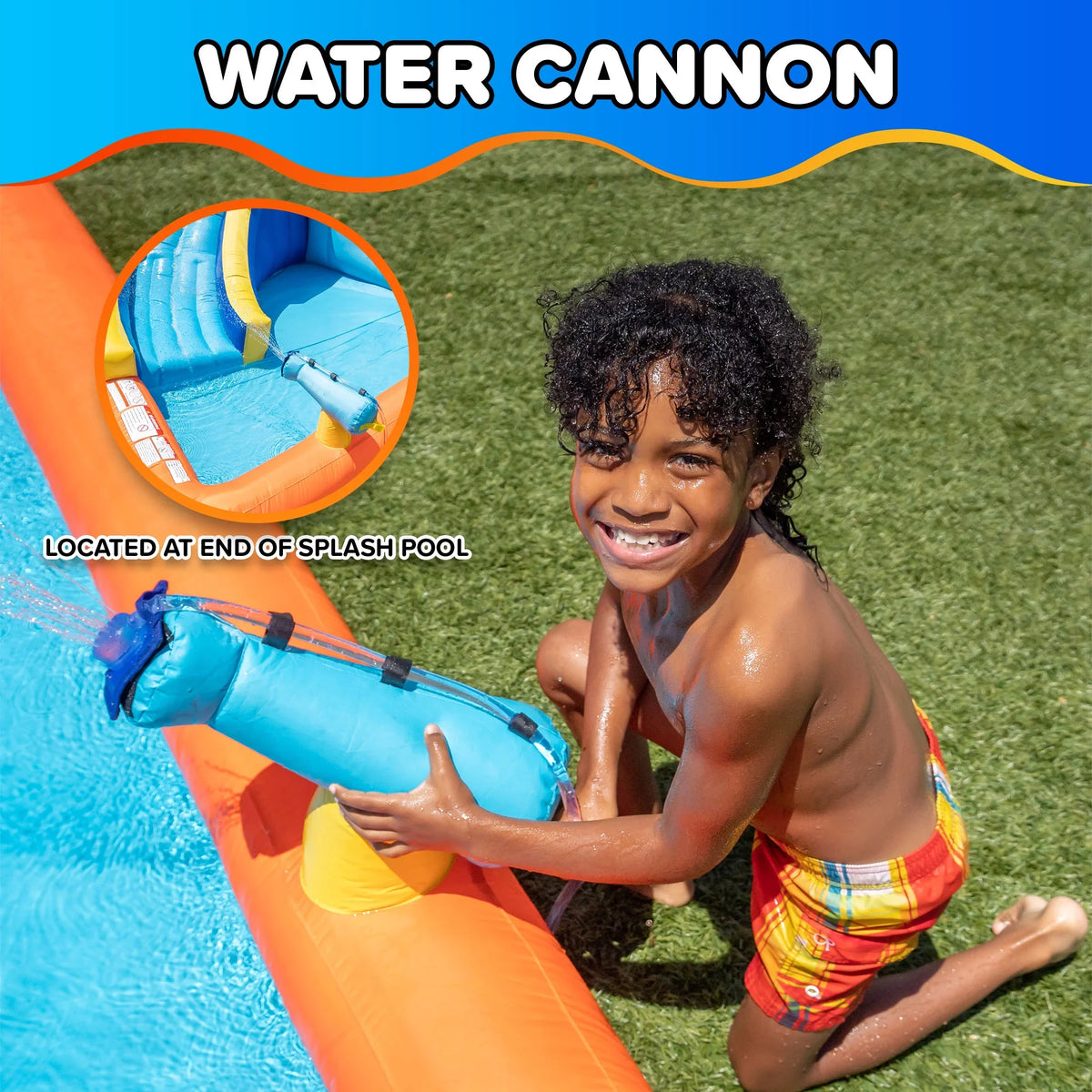 2026 NewSportspower Big Wave II Inflatable Water Slide with Climbing Wall & Splash Pool, Ages 3-8, Heavy Duty, ASTM Certified, Lifetime Warranty on Included Blower