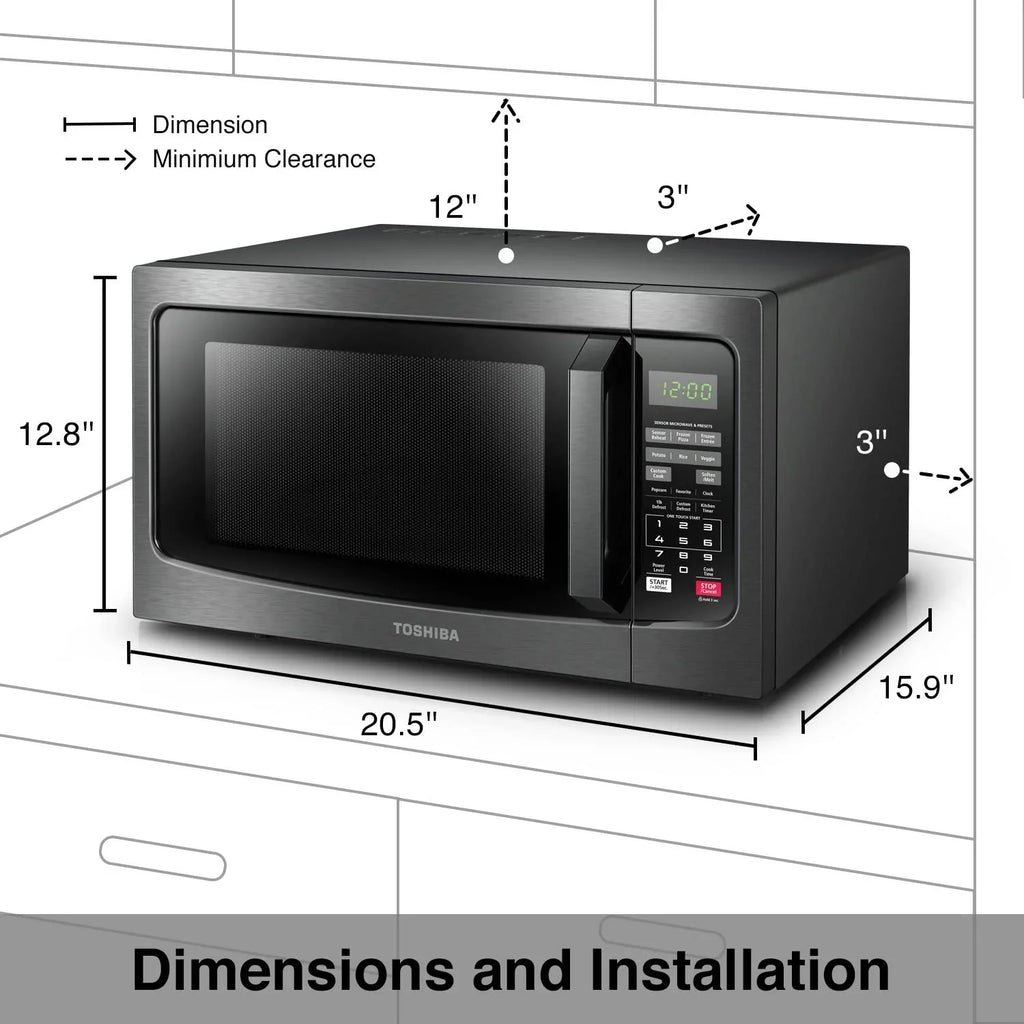 2026 NewToshiba 1.2 cu ft Countertop Microwave Ovens in Stainless Steel