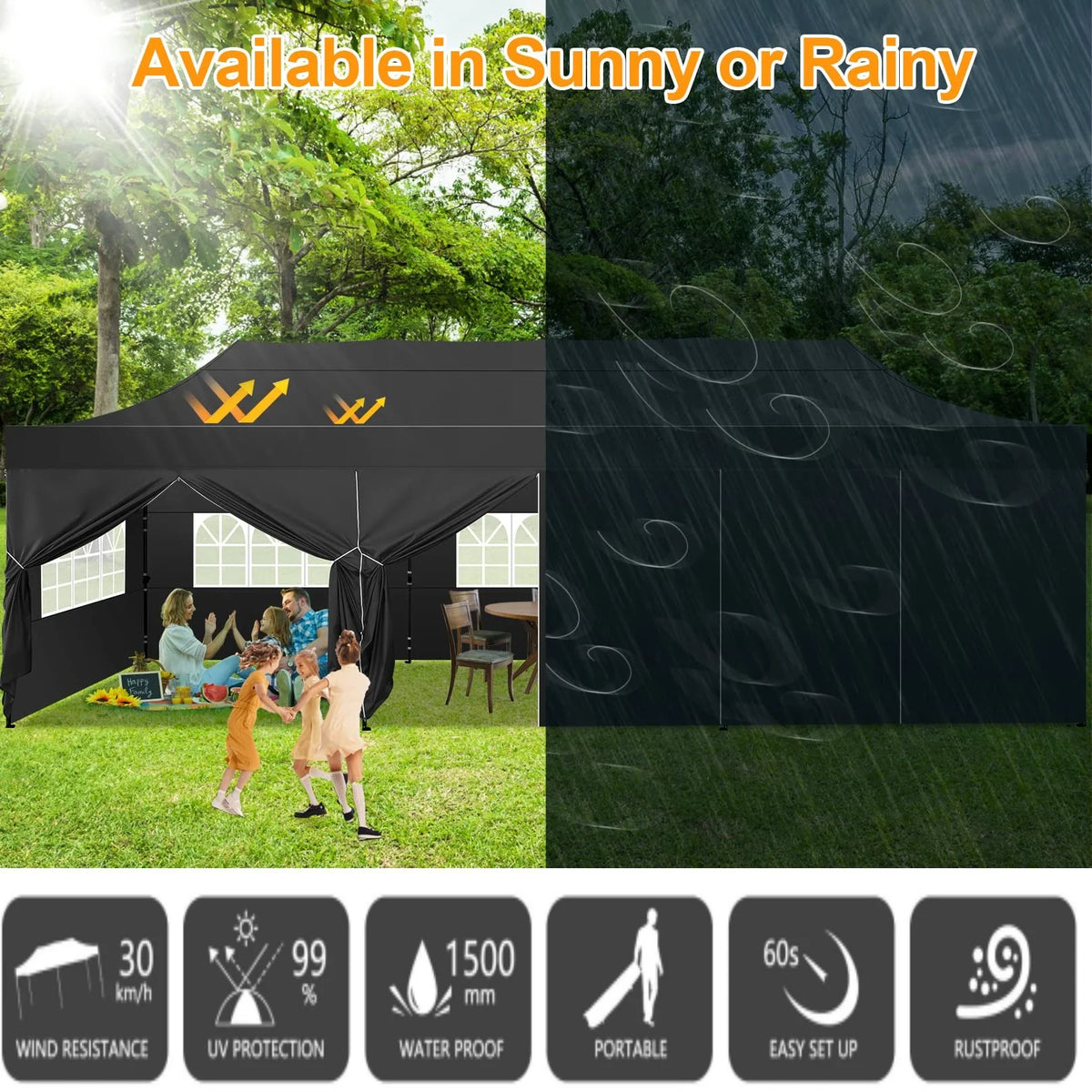 HOTEEL 10x20 Pop up Canopy with 6 Sidewalls Commercial Heavy Duty Canopy UPF 50+ All Weather Waterproof Outdoor Wedding Party Tents Gazebo with Roller Bag, Khaki