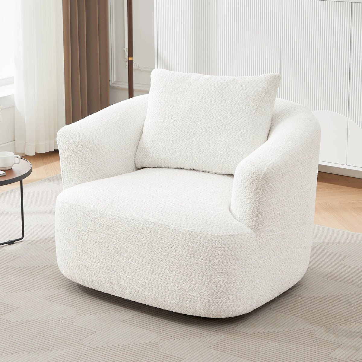 Harper & Bright Designs 360- Swivel Accent Chair, Barrel Chair Swivel Upholstered Sofa Chair with Cushion for Living Room Office, Beige