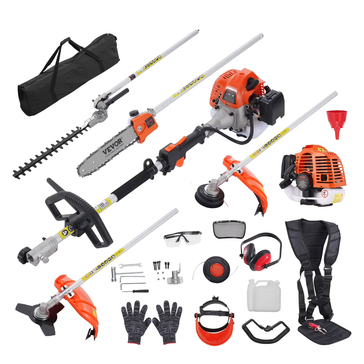 2026 NewVEVOR 26CC 5-in-1 Multi-Functional Trimming Tools, Gas Hedge Trimmer, Weed Eater, String Trimmer, Edger, Pole Saw Chainsaw Pruner with Extension Pole