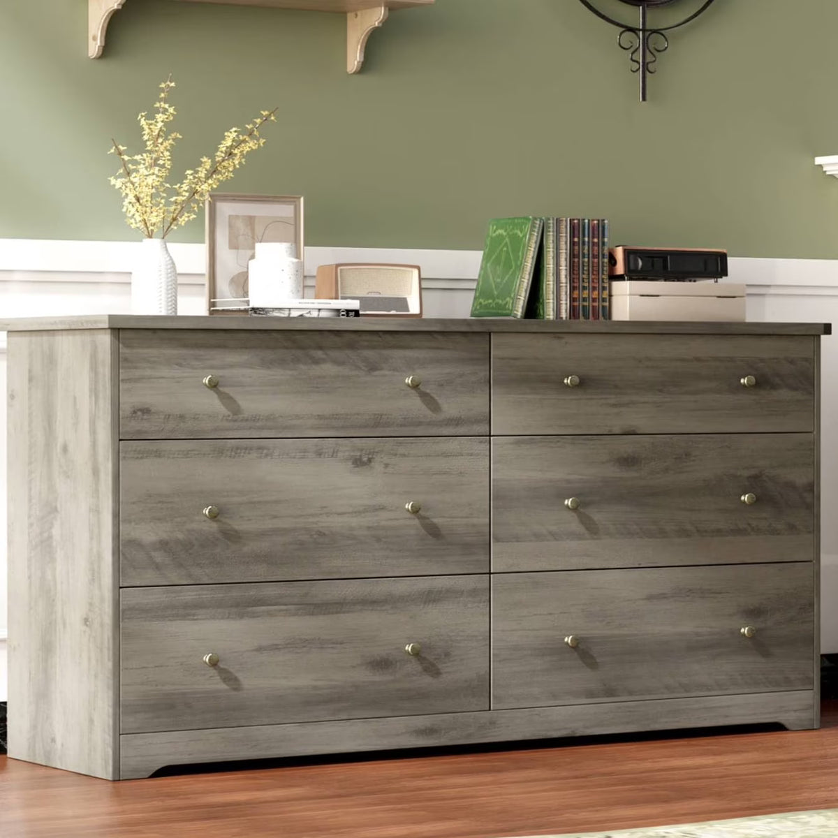 2026 NewKtaxon 6 Drawer Double Dresser Wood Dresser Storage Cabinet Drawer Organizer Chest Of Drawers, White